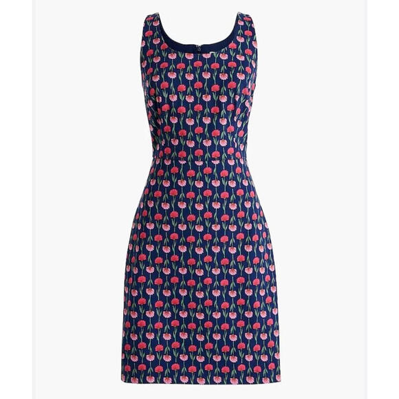 J Crew Floral Tailored Sleeveless Sheath Mini Dress Navy Pink Womens Size 10 NWT - Picture 2 of 9